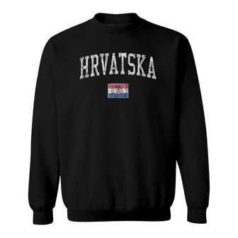 Croatia Vintage Sports Design Croatian Flag Tee Sweatshirt | Mazezy