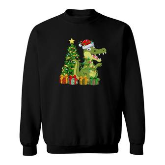 Crocodile Lighting Xmas Tree Matching Crocodile Christmas Sweatshirt | Mazezy
