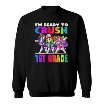 Crush 1St Grade Dabbing Unicorn Back To School Backpack Girl Sweatshirt