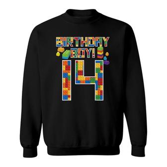 Cute 14Th Birthday Gift 14 Years Old Block Building Boy Kid Sweatshirt | Mazezy UK