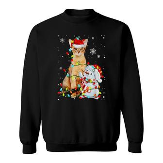 Cute Abyssinian Santa Hat Christmas Light Xmas Sweatshirt | Mazezy