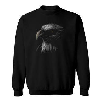 Cute Bald Eagle Head Black Art For Lovers Eagles Birds Sweatshirt | Mazezy