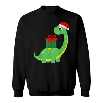 Cute Christmas Brontosaurus Dinosaur Sweatshirt | Mazezy
