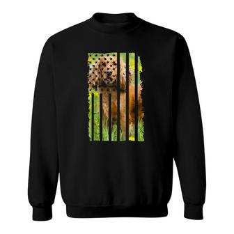 Cute Cocker Spaniel Dog Picture Puppy American Us Flag Gift Sweatshirt | Mazezy