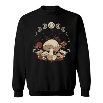 Cute Cottagecore Moon Phases And Mushrooms Fall Sweatshirt | Mazezy