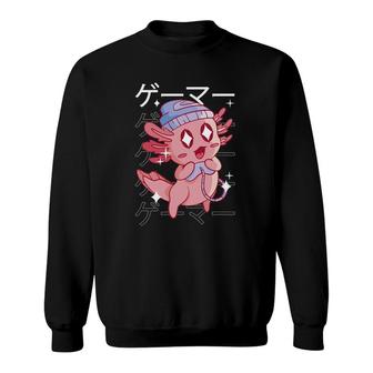 Cute Happy Axolotl Gamer Kawaii Video Gaming Game Player Sweatshirt | Mazezy