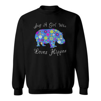 Cute Hippopotamus Gifts Women - Just A Girl Who Loves Hippos Sweatshirt | Mazezy CA