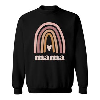 Cute Rainbow Mama Minimal Pocket Heart Motherhood Love Sweatshirt | Mazezy