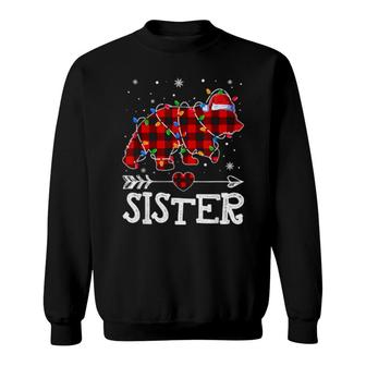Cute Sister Bear Family Red Plaid Christmas Pajama Sweatshirt | Mazezy