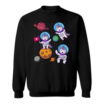 Cute Space Unicorns Funny Astronaut Planet Outer Space Lover Sweatshirt - Thegiftio UK