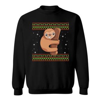 Cute Ugly Christmas Wildlife Animal Merry Xmas Lazy Sloth Sweatshirt | Mazezy