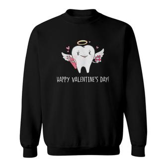 Cute Winged Tooth Cupid With Hearts Dentist Valentine's Day Sweatshirt | Mazezy
