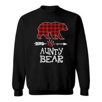 Cutest Dark Red Pleid Xmas Pajama Family Great Aunty Bear Sweatshirt | Mazezy