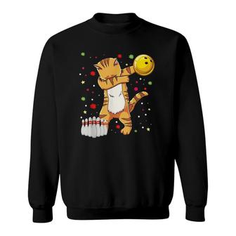 Dabbing Cat Bowling S Funny Bowling Gift Cat Girl Sweatshirt | Mazezy