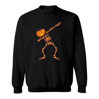 Dabbing Skeletonpumpkin Dance Halloween Pumpkin Dab Sweatshirt | Mazezy