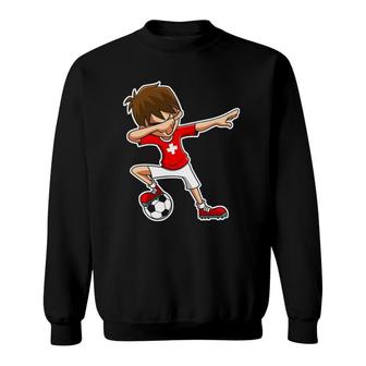 Dabbing Soccer Boy Switzerland Jersey, Swiss Kids Dab Gifts Sweatshirt | Mazezy