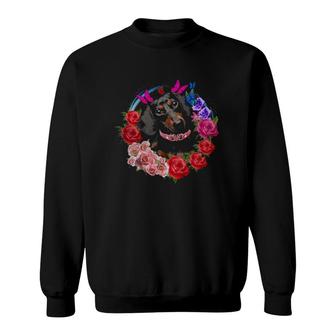 Dachshund Doxie Full Flowers Butterfly Flower Dog Lover Sweatshirt | Mazezy