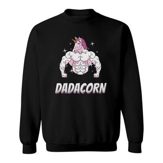 Dadacorn Daddy Unicorn Dad Gym Workout Gift Sweatshirt | Mazezy