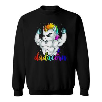 Dadacorn Unicorn Daddy Muscle Unique Family Gift Sweatshirt | Mazezy