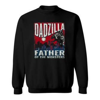 Dadzilla Father Of The Monsters - Dad Vintage Distressed Sweatshirt | Mazezy