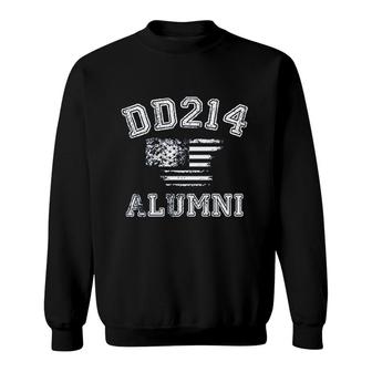 Dd214 Alumni Distressed American Flag Sweatshirt | Mazezy