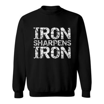 Discipleship Distressed Iron Sharpens Iron Sweatshirt | Mazezy