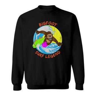 Distressed Bigfoot Surf Legend Surfing Sasquatch Sweatshirt | Mazezy UK