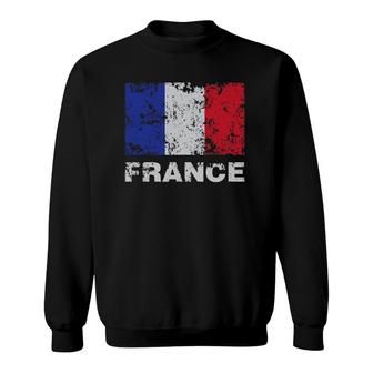 Distressed Flag Of France French Republic Pride Cool Sweatshirt | Mazezy