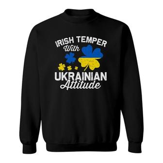Distressed Irish Ukrainian Attitude Patriotic St Patrick's Day Sweatshirt | Mazezy