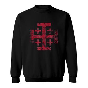 Distressed Jerusalem Cross Knights Templar Sweatshirt | Mazezy