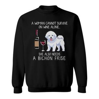 Dog Bichon Frise And Wine Funny Dog 121 Paws Sweatshirt | Mazezy