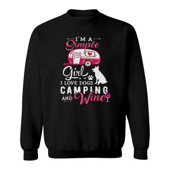 Dog Camping Girl I Love Dog Camping And Wine Sweatshirt | Mazezy CA