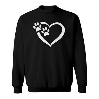 Dog Cat And Animal Lover Heart With Paw Prints Sweatshirt | Mazezy