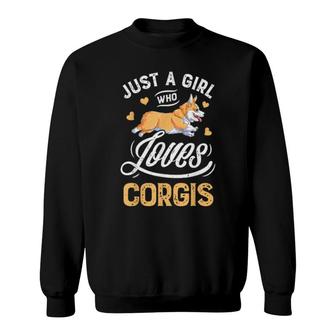 Dog Corgi Kids Women Just A Girl Who Loves Corgis S 425 Paws Sweatshirt | Mazezy