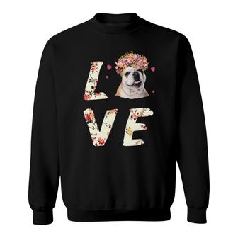 Dog I Love My English Bulldog Dog Head Funny Bulldog Lovers 512 Paws Sweatshirt | Mazezy