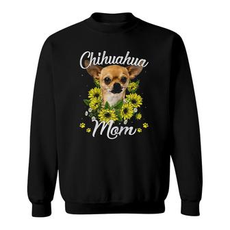 Dog Mom Mother's Day Gift Sunflower Chihuahua Mom Sweatshirt | Mazezy