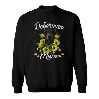 Dog Mom Mother's Day Gift Sunflower Doberman Mom Sweatshirt | Mazezy