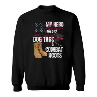 Dog Tags Military My Hero Wears Dog Tag Combat Boots Premium Sweatshirt | Mazezy