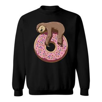 Donut Sloth Sleeping On A Donut Sloth Lovers Sweatshirt | Mazezy