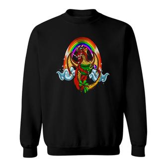 Dragon Men Boys Kids Strong Rainbow Clover St Patrick's Day Sweatshirt | Mazezy