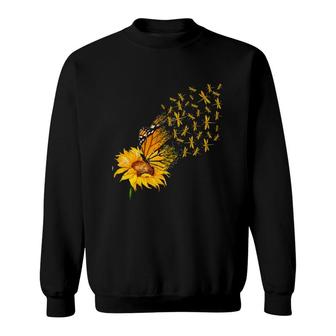Dragonfly Sunflower And Butterfly Sweatshirt | Mazezy