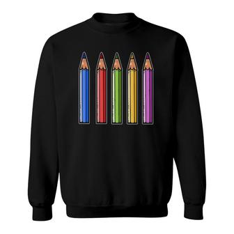 Drawing Crayon Pencil Art Teacher Education Sweatshirt | Mazezy