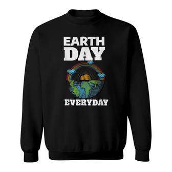Earth Day Everyday Rainbow Teacher Retro Kids Cute Earth Day Sweatshirt - Seseable