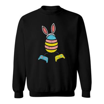 Easter Egg Bunny Ears Video Game Controllers Gamer Boys Men Sweatshirt | Mazezy