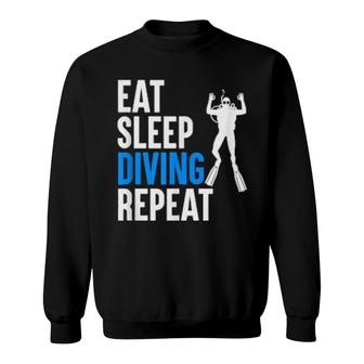 Eat Sleep Diving Repeat Diver Scuba Diving Dive Sweatshirt | Mazezy