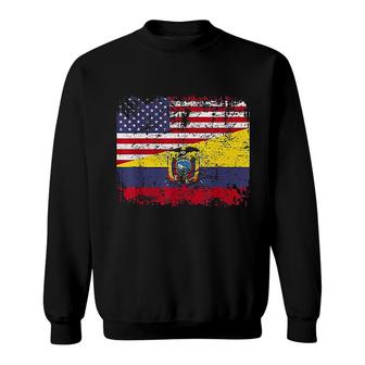 Ecuadorian Roots Half American Flag Usa Ecuador Flag Sweatshirt | Mazezy