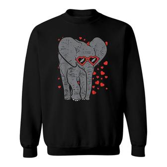 Elephant Heart Glasses Cute Valentine's Day Animal Lover Sweatshirt | Mazezy