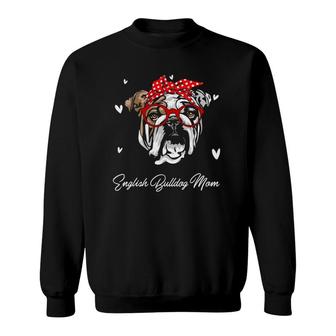 English Bulldog Mom Leopard Print Dog Lovers Mother Day Gift Sweatshirt | Mazezy