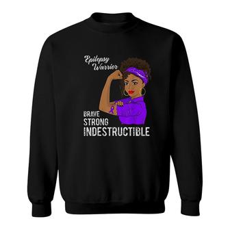 Epilepsy Warrior Indestructible Survivor Awareness Gift Sweatshirt | Mazezy