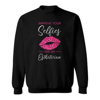 Esthetician Selfies Lips Cosmetology Beautician Esthetic Premium Sweatshirt | Mazezy